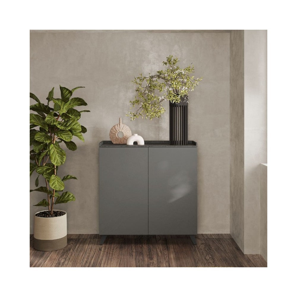 Madia alta 2 ante Polan 121x42x126h colore ardesia piombo