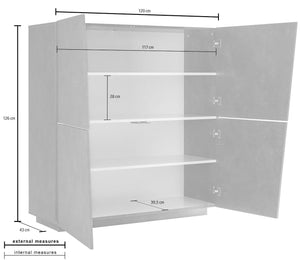 Madia credenza alta 4 ante bianco lucido, ZTCVG55956954
