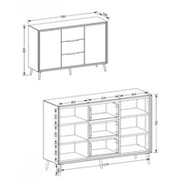 Madia Arona 01B con 2 ante e 3 cassetti colore bianco e quercia