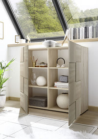 Credenza Moderna, Madia di Design, 2 ante Alta, Rovere Samoa, ZLCMS-MD2ARS