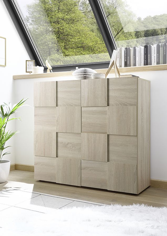 Credenza Moderna, Madia di Design, 2 ante Alta, Rovere Samoa, ZLCMS-MD2ARS