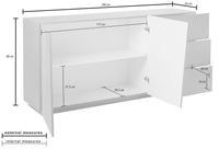 Madia credenza 2 ante 3 cassetti bianco lucido, ZTCVG94683902