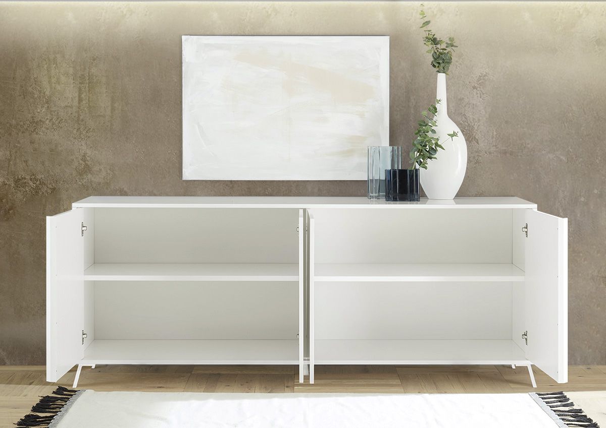 Madia moderna 4 ante in finitura Bianco Lucido, ZLCCYBILL1