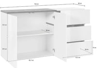 Madia moderna con 2 ante e 3 cassetti in finitura Bianco lucido e Pero, ZTC18111832