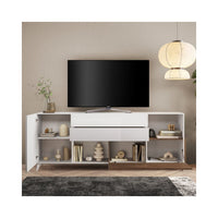 Madia Marion 240x42x94h colore bianco lucido e mercure