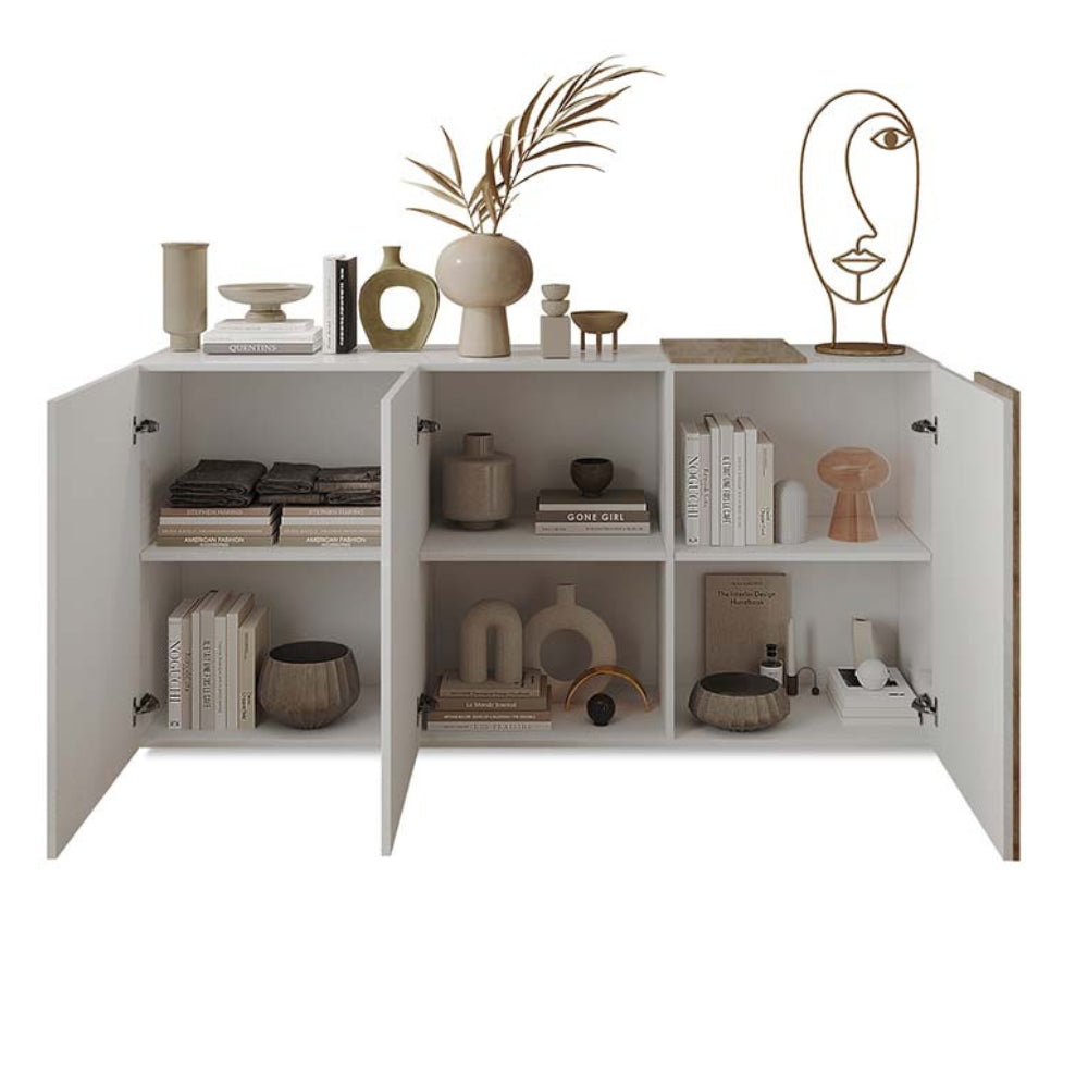 Madia 3 ante Sabry colore bianco lucido rovere Kadiz