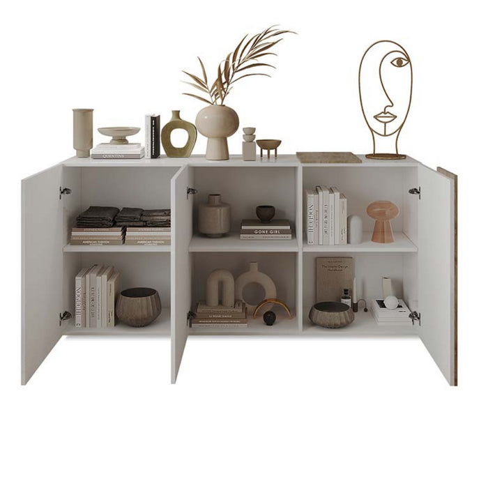 Madia 3 ante Sabry colore bianco lucido rovere Kadiz