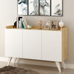 Madia Cok 3 ante rovere e bianco 120