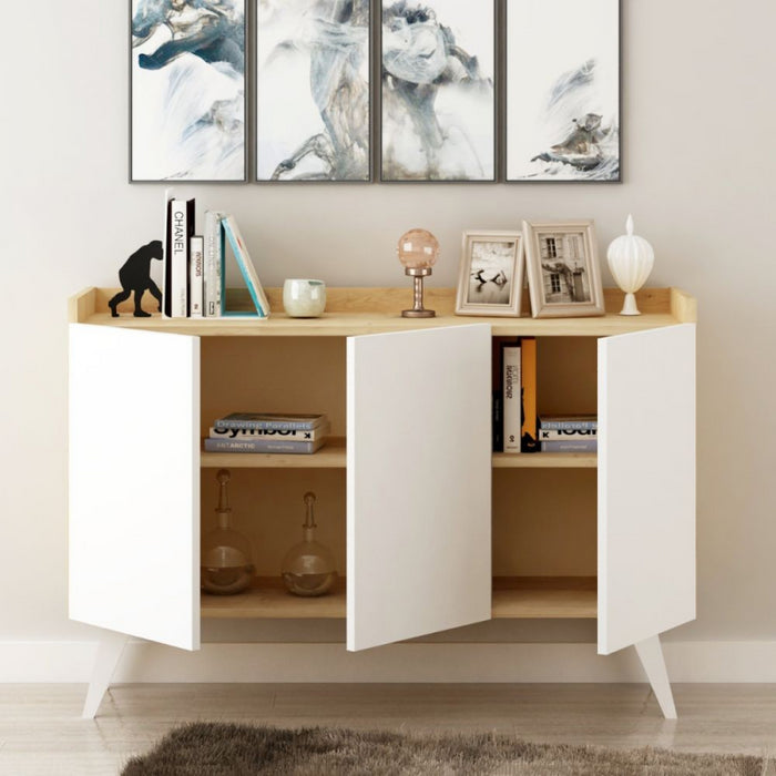 Madia Cok 3 ante rovere e bianco 120