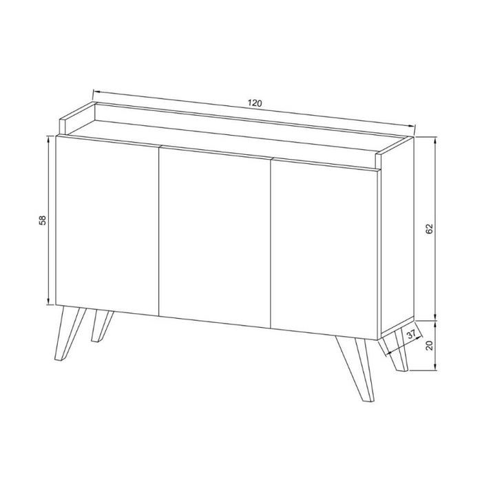 Madia Cok 3 ante rovere e bianco 120