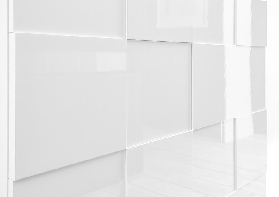 Credenza Moderna, Madia di Design, 2 ante e 4 cassetti, Bianco Lucido ZLCMS-MD2A4CBI