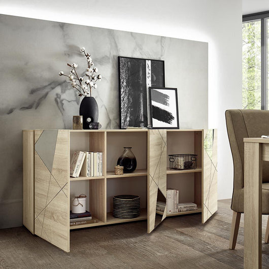 Madia moderna con 3 ante e specchi Rovere, ZLCMADDIAN3-R