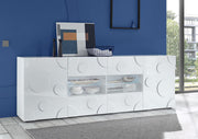 Madia Cerchio a 2 ante 4 cassetti, finitura bianco lucido, design moderno ZLCSHPRD3