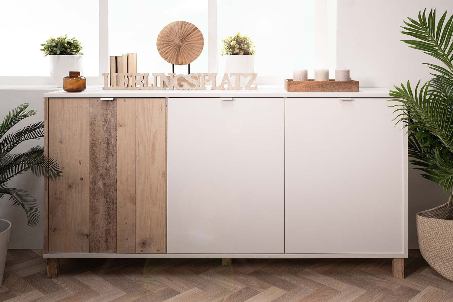 Madia Kilsbo con 3 ante Bianco opaco e Legno vecchio, ZFRMEN01B