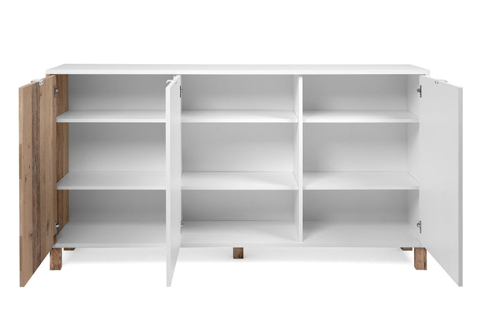 Madia Kilsbo con 3 ante Bianco opaco e Legno vecchio, ZFRMEN01B