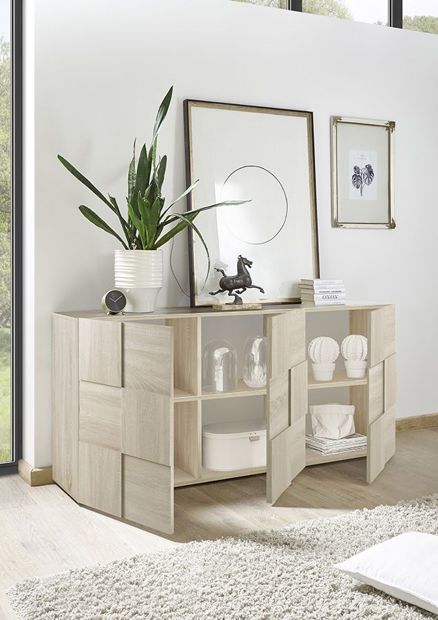 Credenza Moderna, Madia di Design, 3 ante, Rovere Samoa, ZLCMS-MD3ARS