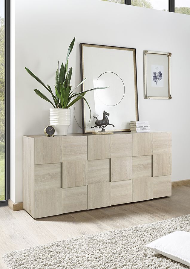 Credenza Moderna, Madia di Design, 3 ante, Rovere Samoa, ZLCMS-MD3ARS