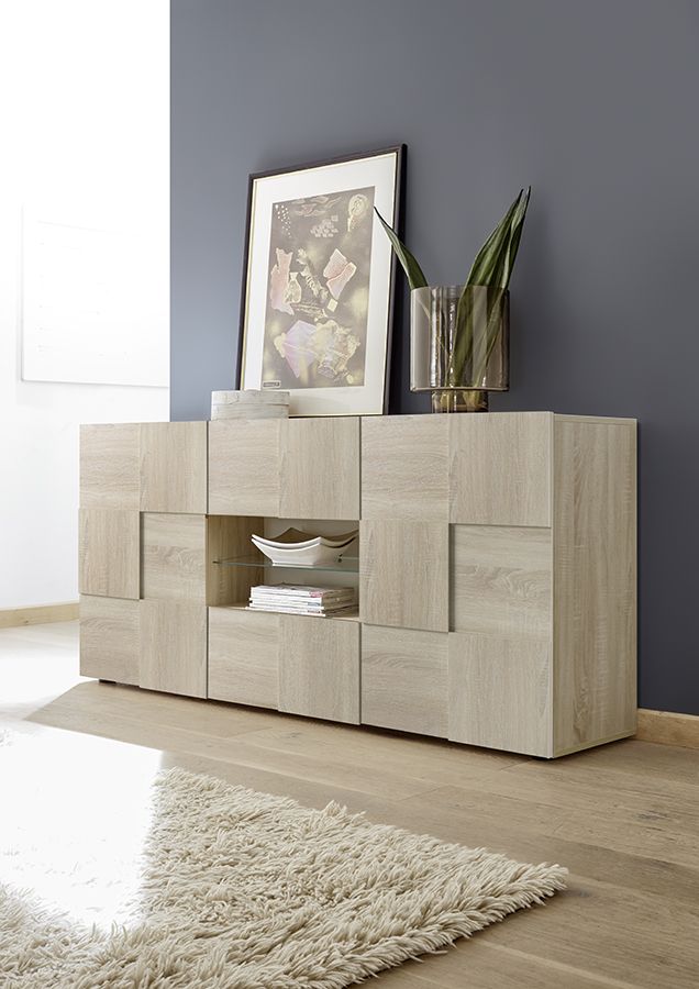 Credenza Moderna, Madia di Design, 2 ante e 2 cassetti, Rovere Samoa, ZLCMS-MD2A2CRS