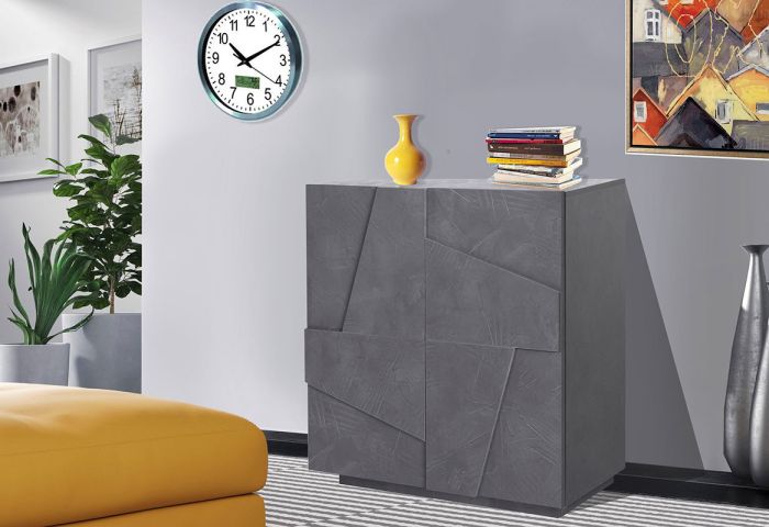 Madia a 2 ante con disegni geometrici in finitura Ardesia, ZTCA93774518