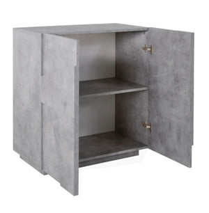 Madia a 2 ante con disegni geometrici in finitura Beton, ZTCA62796705