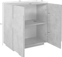 Madia a 2 ante con disegni geometrici in finitura Beton, ZTCA62796705