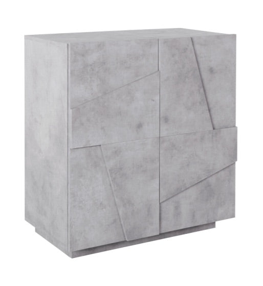 Madia a 2 ante con disegni geometrici in finitura Beton, ZTCA62796705