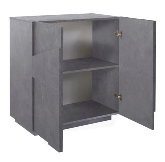 Madia a 2 ante con disegni geometrici in finitura Ardesia, ZTCA93774518