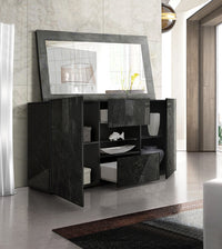 Madia moderna, 2 ante 2 cassetti, finitura Marmo Lucido Nero, ZLCMAD2ACDM