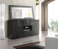 Madia moderna, 2 ante 2 cassetti, finitura Marmo Lucido Nero, ZLCMAD2ACDM