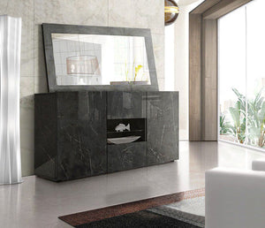 Madia moderna, 2 ante 2 cassetti, finitura Marmo Lucido Nero, ZLCMAD2ACDM