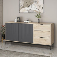 Madia Esta rovere chiaro e antracite con effetto cannettato 180x45x90H