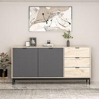 Madia Esta rovere chiaro e antracite con effetto cannettato 180x45x90H