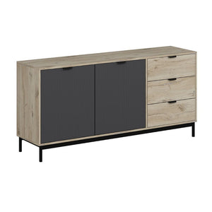 Madia Esta rovere chiaro e antracite con effetto cannettato 180x45x90H