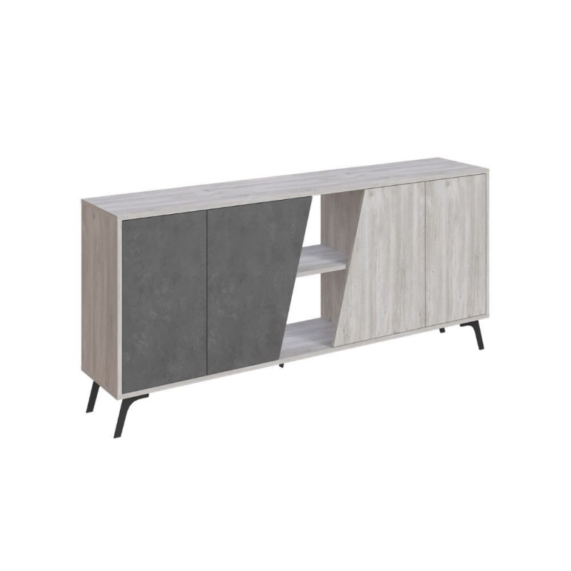 Madia Fiona 180 cm. con 2 ante bianco vintage e due ante retro grey