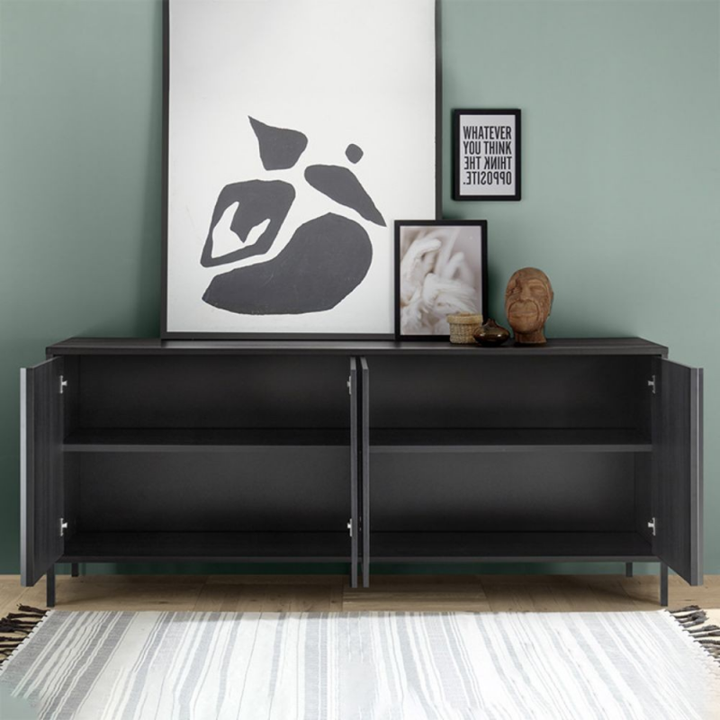 Madia Giugi 4 ante nero frassinato 206x40x86