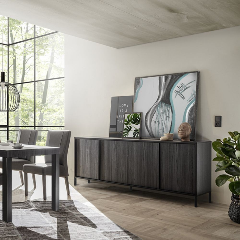 Madia Giugi 4 ante nero frassinato 206x40x86