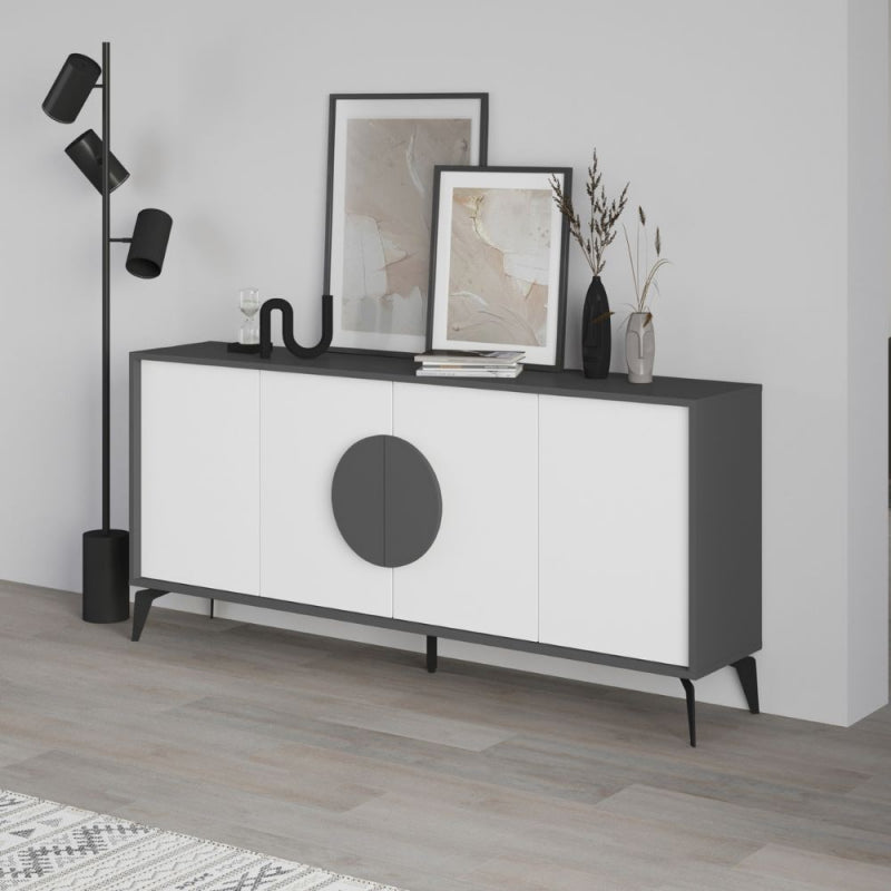 Madia Gora 180 cm struttura colore antracite con ante bianche