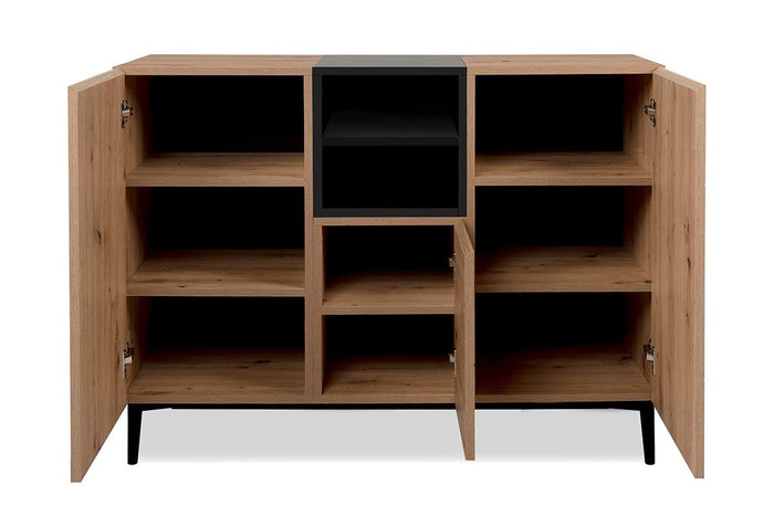 Madia moderna Glesborg con 3 ante Rovere e Nero carbone, ZFRNOLAMAD3A