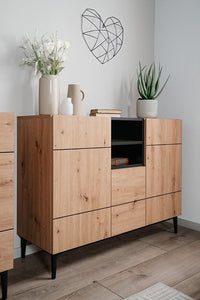 Madia moderna Glesborg con 3 ante Rovere e Nero carbone, ZFRNOLAMAD3A