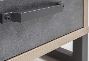 Madia / comò Industry con 3 cassetti e un'anta in finitura Rovere e Grigio smoke ZCMFAB610