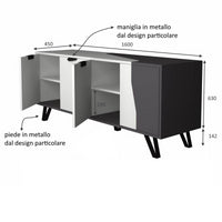 Madia Jasmine 4 ante 160x45x63H cm. bianco ghisa