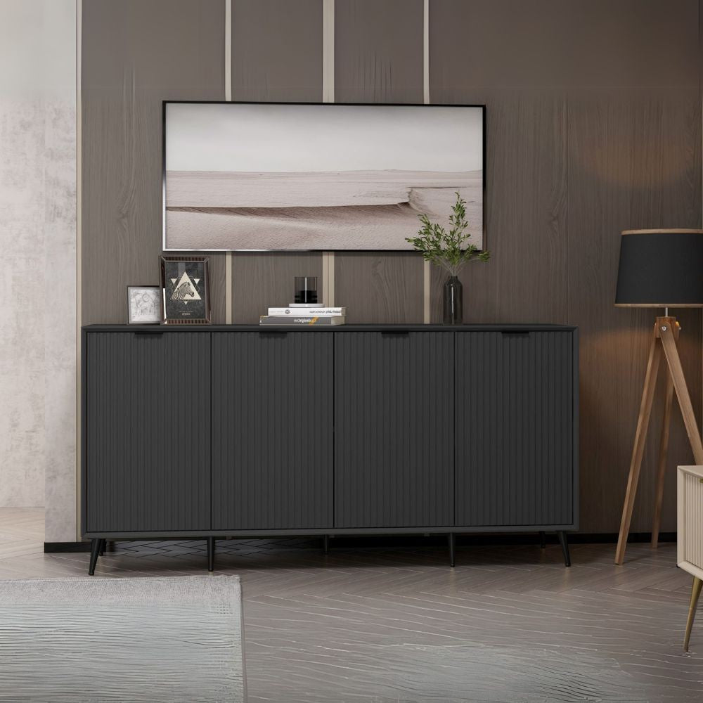 Madia Kale 4 ante antracite effetto cannettato 180x45x90H : Eleganza e Funzionalità