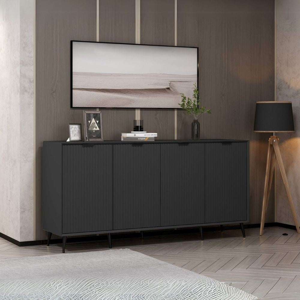 Madia Kale 4 ante antracite effetto cannettato 180x45x90H : Eleganza e Funzionalità