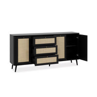 Madia KUTA51A nera 3 cassetti e 3 ante effetto rafia