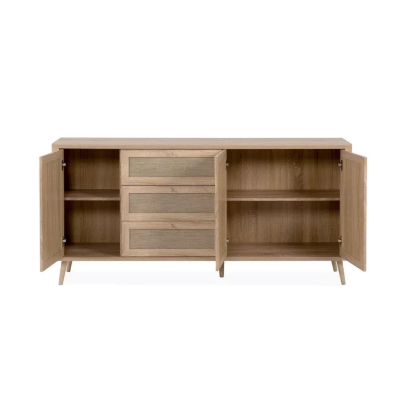 Madia KUTA51A rovere sonoma 3 cassetti e 3 ante effetto rafia