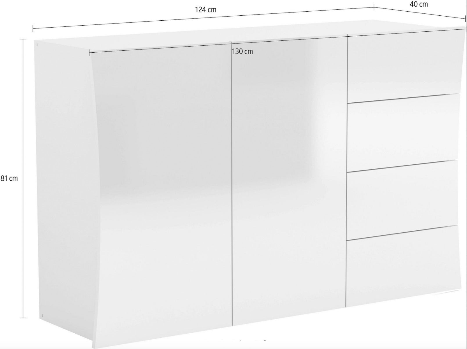 Madia, comò a 4 cassetti e 2 ante curve, linea arco, ZTC17611927