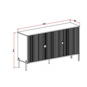 Madia Lotus 3 ante cashmere opaco cannettate con piedini e maniglie nere