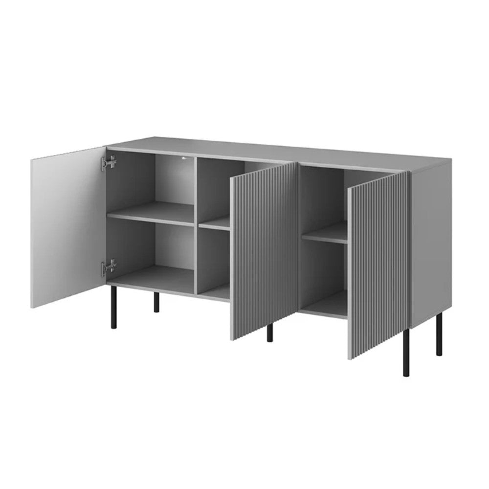 Madia Lotus 3 ante con frontali cannettati colore cashmere opaco 153.5x49x87.4H