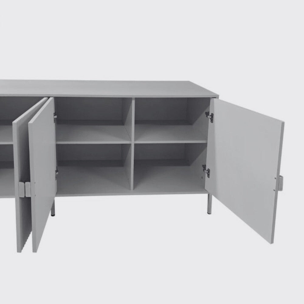 Madia Lotus 4 ante con frontali cannettati colore cashmere opaco 203.4x49x87.4H