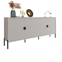 Madia Lotus 4 ante con frontali cannettati colore cashmere opaco 203.4x49x87.4H